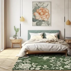 Botanical Green Area Rug Kitchen Mat Non-Slip Oil Proof Floor Mat Livingroom Rug Indoor Outdoor Mat Bedroom Decor Bathroom Mat Entrance Rug Door Mat Bird Tree of Life