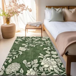 Botanical Green Area Rug Kitchen Mat Non-Slip Oil Proof Floor Mat Livingroom Rug Indoor Outdoor Mat Bedroom Decor Bathroom Mat Entrance Rug Door Mat Bird Tree of Life