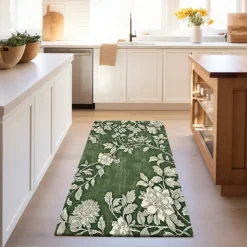 Botanical Green Area Rug Kitchen Mat Non-Slip Oil Proof Floor Mat Livingroom Rug Indoor Outdoor Mat Bedroom Decor Bathroom Mat Entrance Rug Door Mat Bird Tree of Life