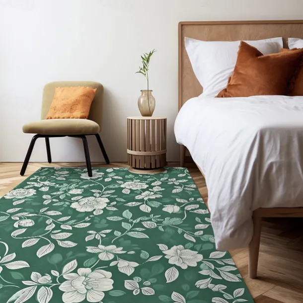 Botanical Green Area Rug Kitchen Mat Non-Slip Oil Proof Floor Mat Livingroom Rug Indoor Outdoor Mat Bedroom Decor Bathroom Mat Entrance Rug Door Mat Bird Tree of Life