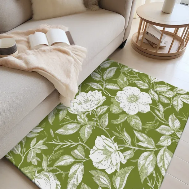 Botanical Green Area Rug Kitchen Mat Non-Slip Oil Proof Floor Mat Livingroom Rug Indoor Outdoor Mat Bedroom Decor Bathroom Mat Entrance Rug Door Mat Bird Tree of Life