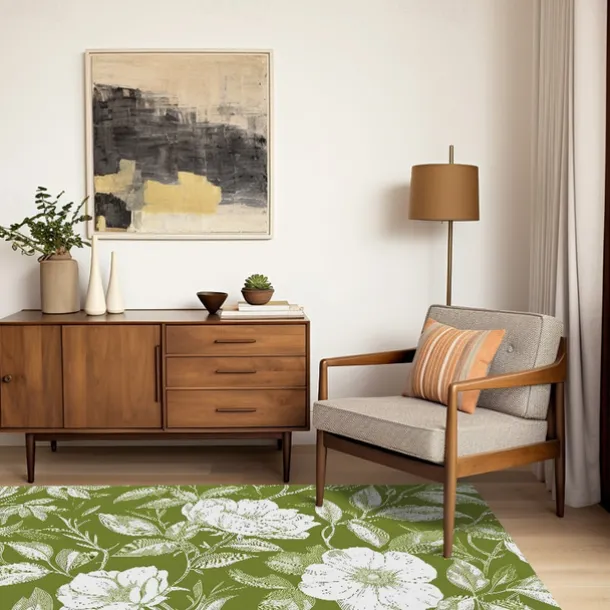 Botanical Green Area Rug Kitchen Mat Non-Slip Oil Proof Floor Mat Livingroom Rug Indoor Outdoor Mat Bedroom Decor Bathroom Mat Entrance Rug Door Mat Bird Tree of Life