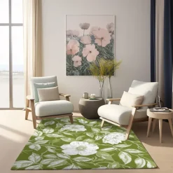 Botanical Green Area Rug Kitchen Mat Non-Slip Oil Proof Floor Mat Livingroom Rug Indoor Outdoor Mat Bedroom Decor Bathroom Mat Entrance Rug Door Mat Bird Tree of Life