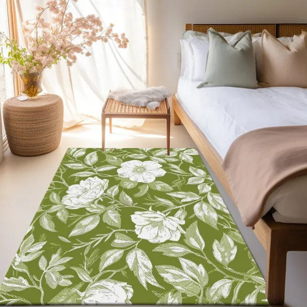 Botanical Green Area Rug Kitchen Mat Non-Slip Oil Proof Floor Mat Livingroom Rug Indoor Outdoor Mat Bedroom Decor Bathroom Mat Entrance Rug Door Mat Bird Tree of Life