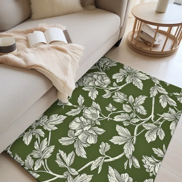 Botanical Green Area Rug Kitchen Mat Non-Slip Oil Proof Floor Mat Livingroom Rug Indoor Outdoor Mat Bedroom Decor Bathroom Mat Entrance Rug Door Mat Bird Tree of Life