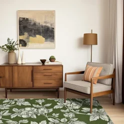 Botanical Green Area Rug Kitchen Mat Non-Slip Oil Proof Floor Mat Livingroom Rug Indoor Outdoor Mat Bedroom Decor Bathroom Mat Entrance Rug Door Mat Bird Tree of Life