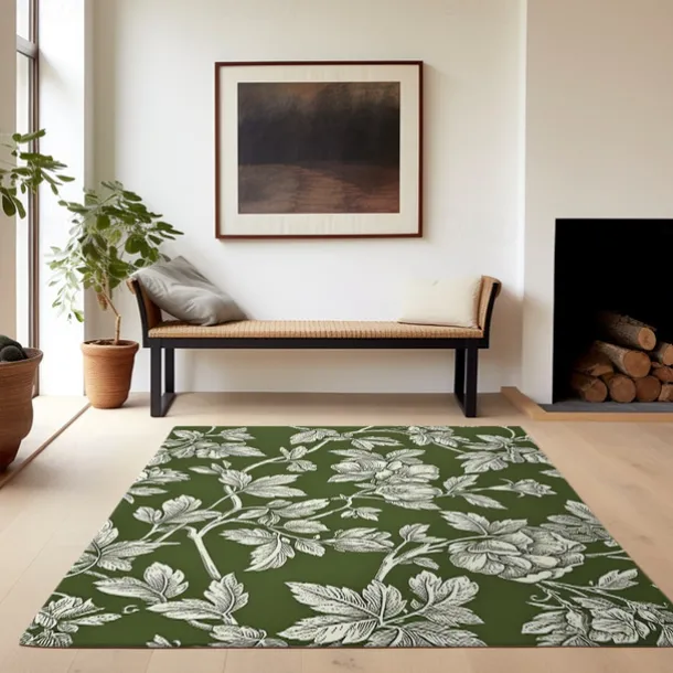 Botanical Green Area Rug Kitchen Mat Non-Slip Oil Proof Floor Mat Livingroom Rug Indoor Outdoor Mat Bedroom Decor Bathroom Mat Entrance Rug Door Mat Bird Tree of Life