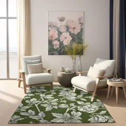 Botanical Green Area Rug Kitchen Mat Non-Slip Oil Proof Floor Mat Livingroom Rug Indoor Outdoor Mat Bedroom Decor Bathroom Mat Entrance Rug Door Mat Bird Tree of Life
