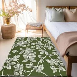 Botanical Green Area Rug Kitchen Mat Non-Slip Oil Proof Floor Mat Livingroom Rug Indoor Outdoor Mat Bedroom Decor Bathroom Mat Entrance Rug Door Mat Bird Tree of Life