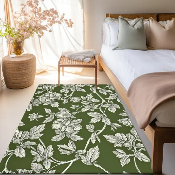 Botanical Green Area Rug Kitchen Mat Non-Slip Oil Proof Floor Mat Livingroom Rug Indoor Outdoor Mat Bedroom Decor Bathroom Mat Entrance Rug Door Mat Bird Tree of Life