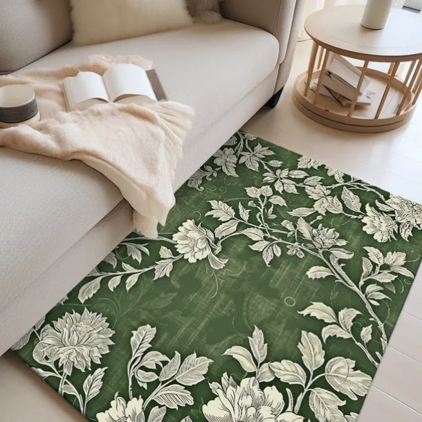 Botanical Green Area Rug Kitchen Mat Non-Slip Oil Proof Floor Mat Livingroom Rug Indoor Outdoor Mat Bedroom Decor Bathroom Mat Entrance Rug Door Mat Bird Tree of Life