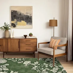 Botanical Green Area Rug Kitchen Mat Non-Slip Oil Proof Floor Mat Livingroom Rug Indoor Outdoor Mat Bedroom Decor Bathroom Mat Entrance Rug Door Mat Bird Tree of Life