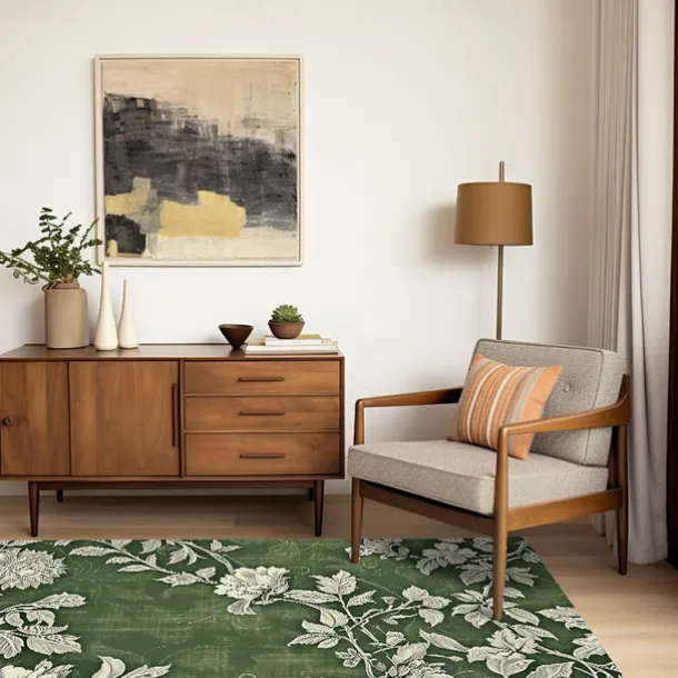 Botanical Green Area Rug Kitchen Mat Non-Slip Oil Proof Floor Mat Livingroom Rug Indoor Outdoor Mat Bedroom Decor Bathroom Mat Entrance Rug Door Mat Bird Tree of Life