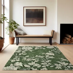 Botanical Green Area Rug Kitchen Mat Non-Slip Oil Proof Floor Mat Livingroom Rug Indoor Outdoor Mat Bedroom Decor Bathroom Mat Entrance Rug Door Mat Bird Tree of Life