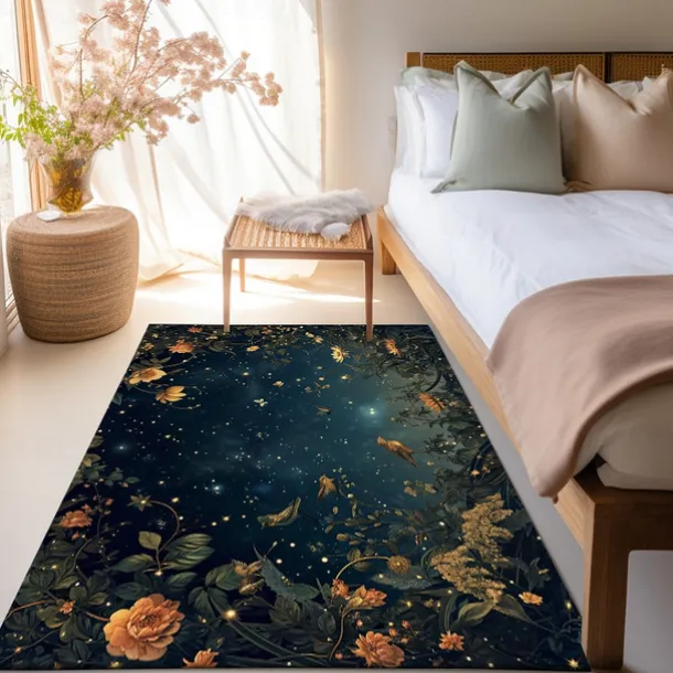 Botanical Night Area Rug Kitchen Mat Non-Slip Oil Proof Floor Mat Livingroom Rug Indoor Outdoor Mat Bedroom Decor Bathroom Mat Entrance Rug Door Mat Bird Tree of Life