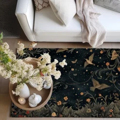 Botanical Night Area Rug Kitchen Mat Non-Slip Oil Proof Floor Mat Livingroom Rug Indoor Outdoor Mat Bedroom Decor Bathroom Mat Entrance Rug Door Mat Bird Tree of Life