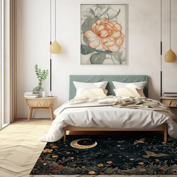 Botanical Night Area Rug Kitchen Mat Non-Slip Oil Proof Floor Mat Livingroom Rug Indoor Outdoor Mat Bedroom Decor Bathroom Mat Entrance Rug Door Mat Bird Tree of Life