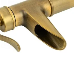 Brass Antique Bronze Bathroom Sink Faucet, Wall Mount Waterfall Single Handle One Hole Bath Taps with Hot and Cold Switch and Ceramic Valve