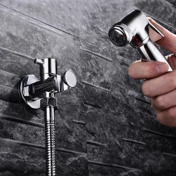 Brass Bathroom Sink Faucet,Single Handle One Hole Self-Cleaning Handheld bidet Sprayer with Cold Water Only