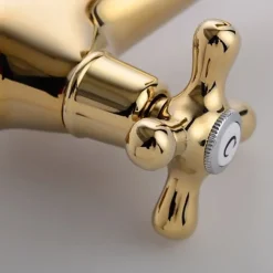 Brass Bathroom Sink Faucet,Centerset Ti-PVD Centerset Two Handles One Hole Bath Taps with Cold and Hot Switch