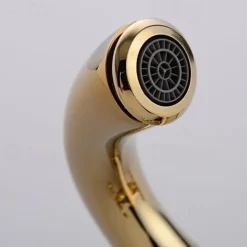 Brass Bathroom Sink Faucet,Centerset Ti-PVD Centerset Two Handles One Hole Bath Taps with Cold and Hot Switch