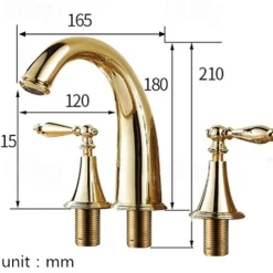 Brass Bathroom Sink Faucet,Widespread Two Handles Three Holes Bathroom Faucet with Valve and Hot/Cold Switch