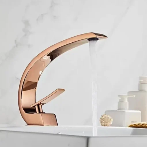 Brass Bathroom Sink Mixer Faucet, Silvery Single Handle One Hole Basin Taps Chrome Finish Bathroom Faucet with Hot and Cold Water