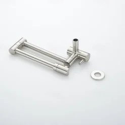 Brass Kitchen Faucet, Wall Mounted Pot Filler Single Handle One Hole Nickel Brushed Rotatable and Pre Rinse Kitchen Taps with Cold Water Only