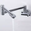 Brass Kitchen Faucet,Silvery Wall Mounted Rotatable Foldable Single Handle One Hole Bath Taps with Cold Water Only