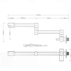 Brass Kitchen Faucet,Silvery Wall Mounted Rotatable Foldable Single Handle One Hole Bath Taps with Cold Water Only