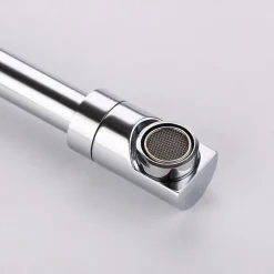 Brass Kitchen Faucet,Silvery Wall Mounted Rotatable Foldable Single Handle One Hole Bath Taps with Cold Water Only