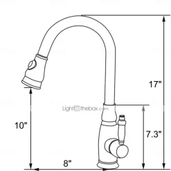 Brass Kitchen Faucet,Single Handle One Hole Oil-rubbed Bronze Pull-out Spray Widespread Tall High Arc Vessel Antique Kitchen Taps with Hot and Cold Switch