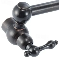 Brass Kitchen Faucet，Two Handles One Hole Antique Copper Pot Filler Wall Mounted Foldable Widespread Kitchen Taps