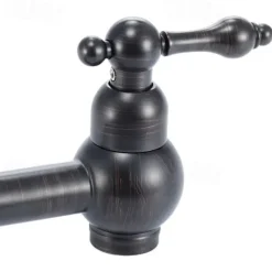 Brass Kitchen Faucet，Two Handles One Hole Antique Copper Pot Filler Wall Mounted Foldable Widespread Kitchen Taps