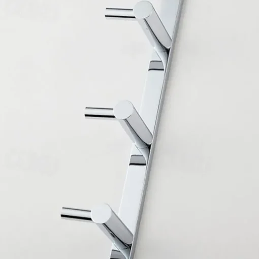 Brass Robe Hook Wall Mount Entryway Storage Rack for Jackets Coats Hats Scarves - 4 Hooks Contemporary Chrome
