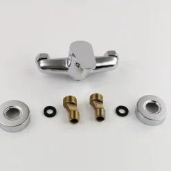 Brass Shower System Faucet Combo Set, Wall Mounted Tub and Bath Shower Mixer Taps Chrome Shower Ceramic Valve with Hot and Cold Water