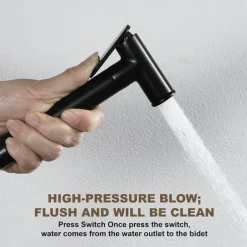 Brass Single Hole Bidet Painted Finishes Black Toilet Handheld Bidet Sprayer Self-Cleaning Contemporary Clean Spray Gun