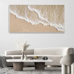 Brown beach Painting handmade Seascape Art Impasto Oil Painting on Canvas handmade board wave oil painting beach oil painting Hand Painted Artwork landscape oil paintings