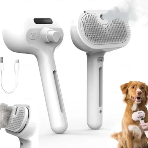 Brush for Dogs, 3 in 1 Water Dog Brush with Water Tank and Release Button, Steam Dog Brush for Shedding Matted Hair, Misty Water Brush for Dogs Cats, Misty Spray Cat Brush