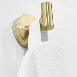 Brushed Brass Towel holder Bathroom Accessory Set Include Towel Bar Robe Hook and Towel Ring New Design Modern Stainless Steel Material Wall Mounted Golden 3pcs