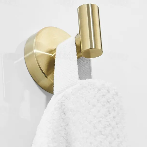 Brushed Brass Towel holder Bathroom Accessory Set Include Towel Bar Robe Hook and Towel Ring New Design Modern Stainless Steel Material Wall Mounted Golden 3pcs