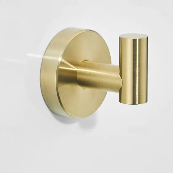 Brushed Brass Towel holder Bathroom Accessory Set Include Towel Bar Robe Hook and Towel Ring New Design Modern Stainless Steel Material Wall Mounted Golden 3pcs