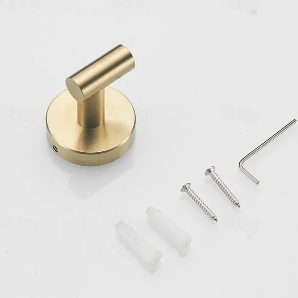 Brushed Brass Towel holder Bathroom Accessory Set Include Towel Bar Robe Hook and Towel Ring New Design Modern Stainless Steel Material Wall Mounted Golden 3pcs