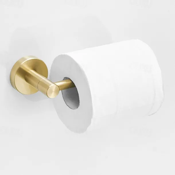 Brushed Brass Towel holder Bathroom Accessory Set Include Towel Bar Robe Hook and Towel Ring New Design Modern Stainless Steel Material Wall Mounted Golden 3pcs