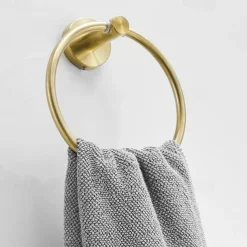 Brushed Brass Towel holder Bathroom Accessory Set Include Towel Bar Robe Hook and Towel Ring New Design Modern Stainless Steel Material Wall Mounted Golden 3pcs