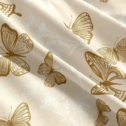 Brushed Fitted Sheet Soft Polyester Deep Pocket Easy Care Machine Washable Elegant Mandala Butterfly Bedroom Decor (Pillowcase Not Included)