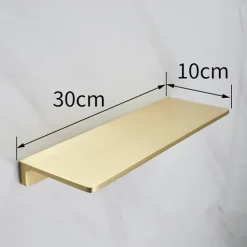 Brushed Golden Bathroom Shelf Brass Wall Mounted Metal Floating Rectangle Shelf 1PC