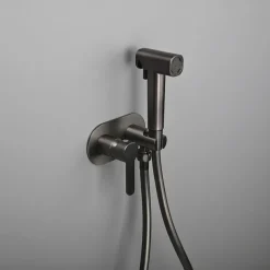 Brushed Grey Bidet Sprayer set wall Bidet shower Hot And Cold bidet Bathroom Solid Brass Shattaf Shower Faucet mixer tap