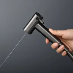 Brushed Grey Bidet Sprayer set wall Bidet shower Hot And Cold bidet Bathroom Solid Brass Shattaf Shower Faucet mixer tap