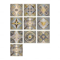 Brushed Silver Foil Gold Gray Moroccan Tile Stickers Self-adhesive Kitchen Wall Stickers Metal Texture Tile Wall Stickers